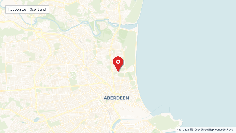 Street map of Pittodrie, Scotland with location pin