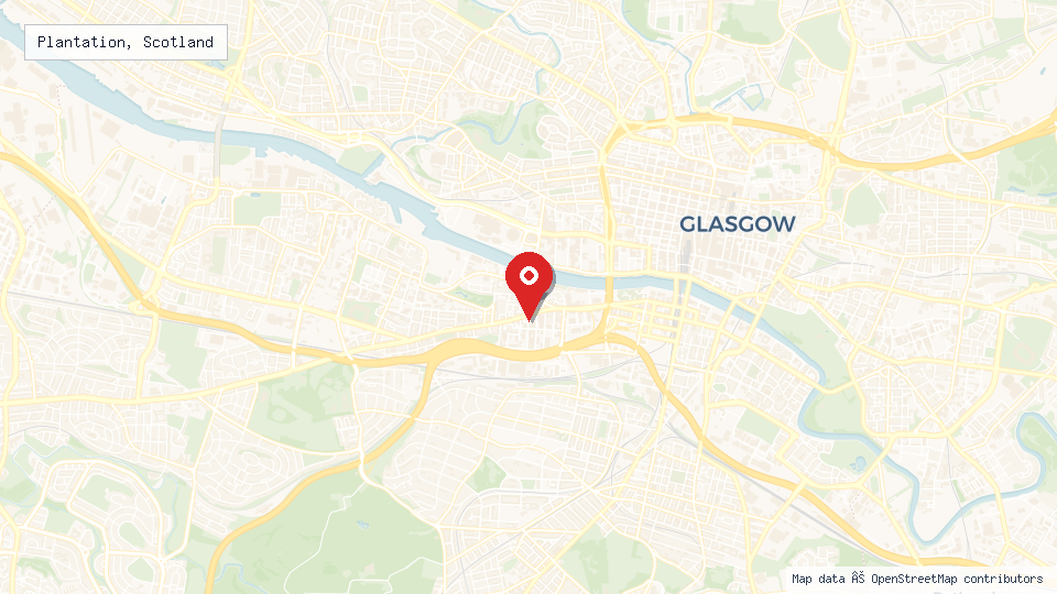 Street map of Plantation, Scotland with location pin