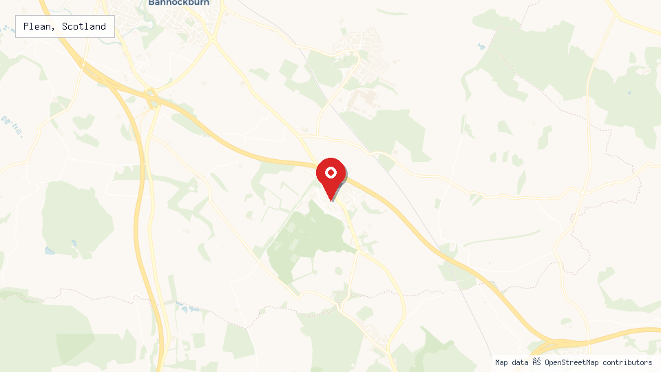 Street map of Plean, Scotland with location pin