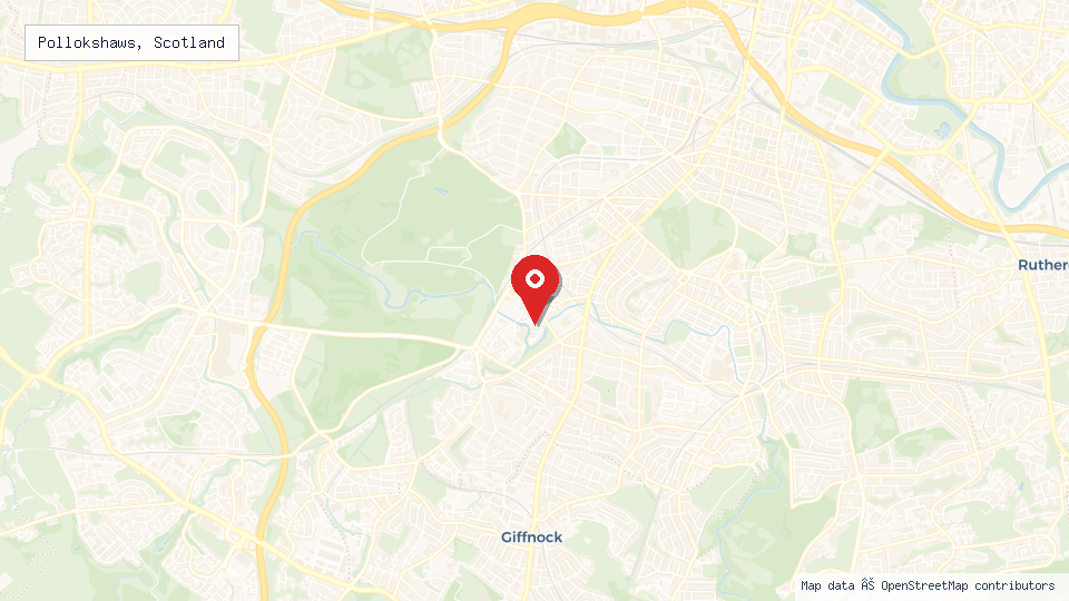 Street map of Pollokshaws, Scotland with location pin