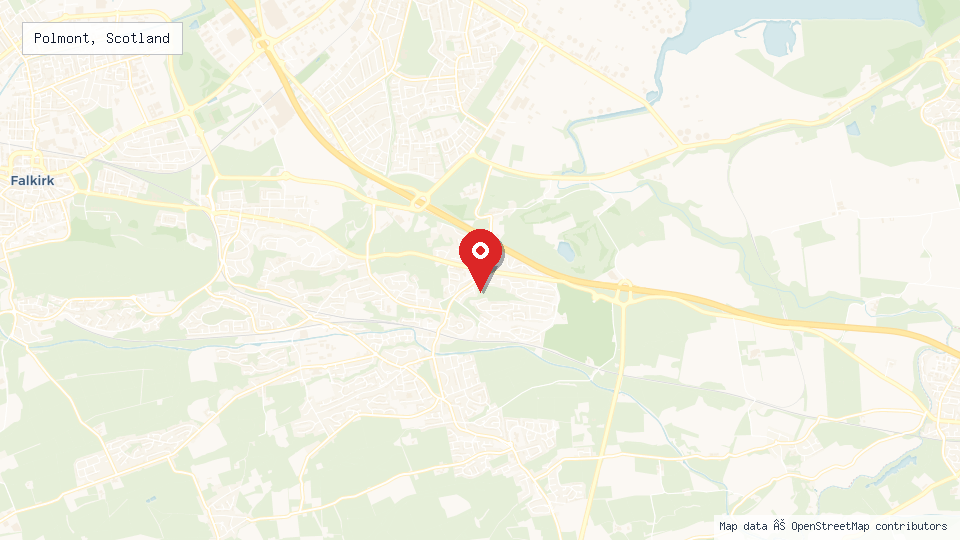 Street map of Polmont, Scotland with location pin