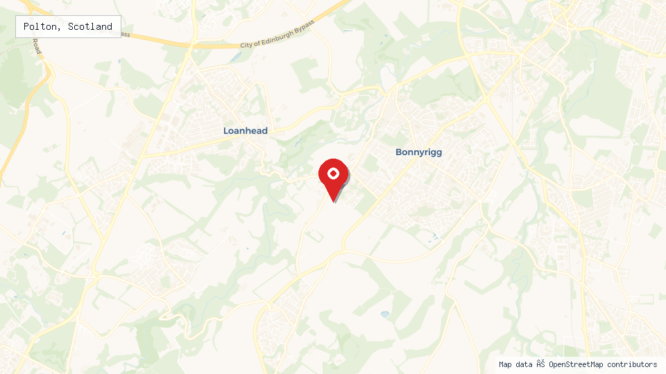 Street map of Polton, Scotland with location pin
