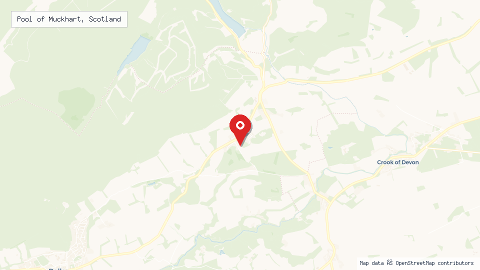 Street map of Pool of Muckhart, Scotland with location pin