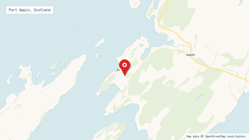 Street map of Port Appin, Scotland with location pin