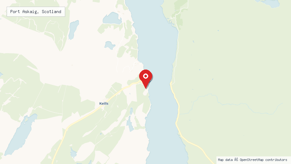 Street map of Port Askaig, Scotland with location pin