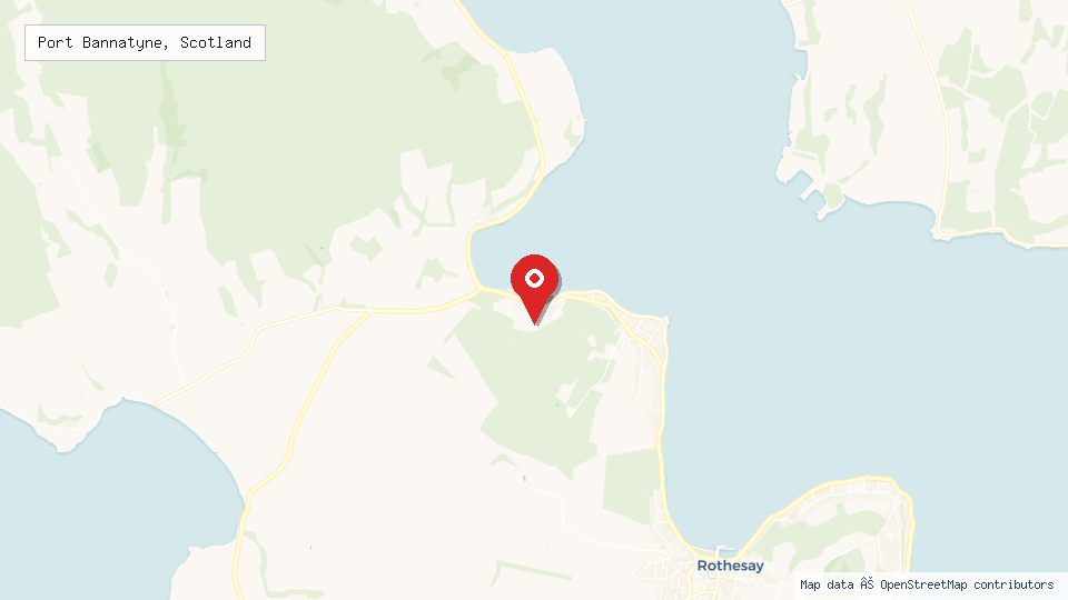Street map of Port Bannatyne, Scotland with location pin