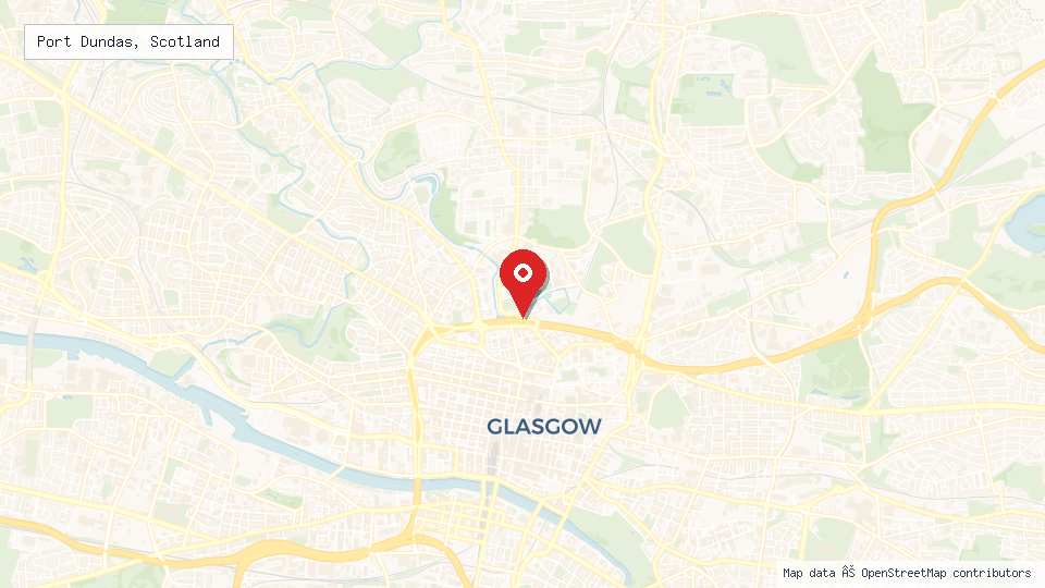 Street map of Port Dundas, Scotland with location pin