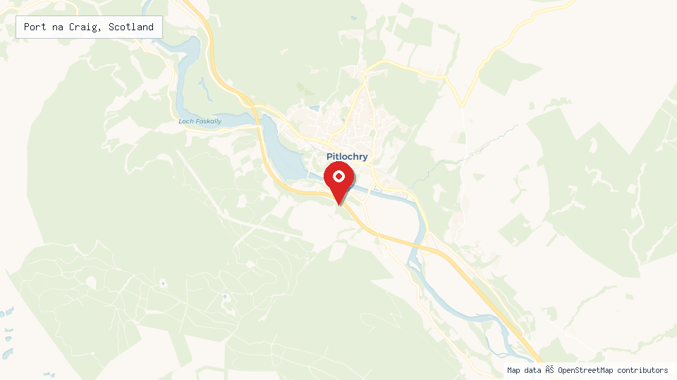 Street map of Port na Craig, Scotland with location pin