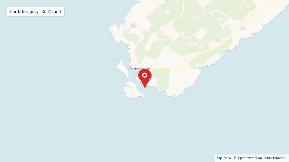 Street map of Port Wemyss, Scotland with location pin