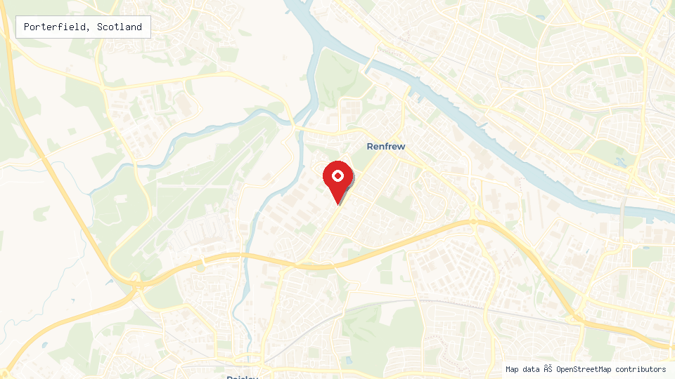 Street map of Porterfield, Scotland with location pin