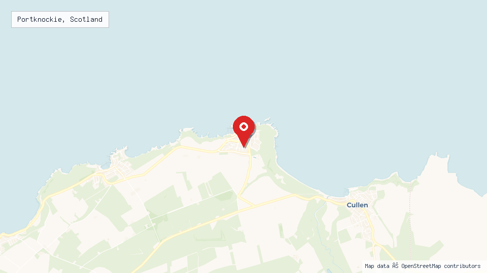 Street map of Portknockie, Scotland with location pin