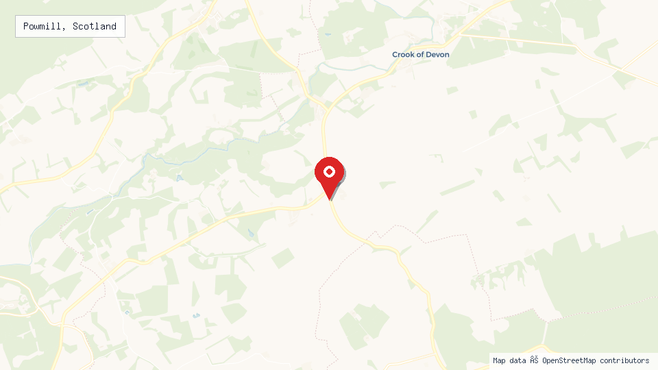 Street map of Powmill, Scotland with location pin
