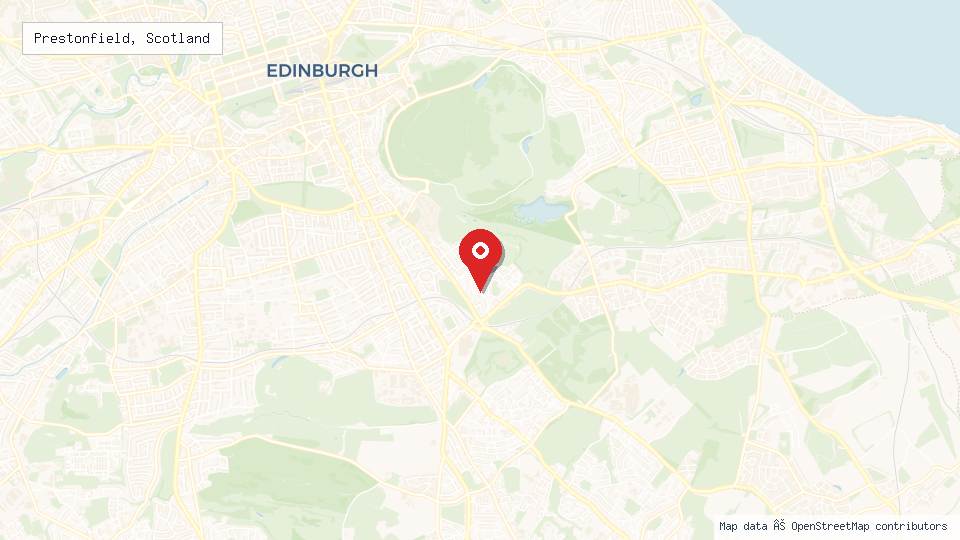 Street map of Prestonfield, Scotland with location pin