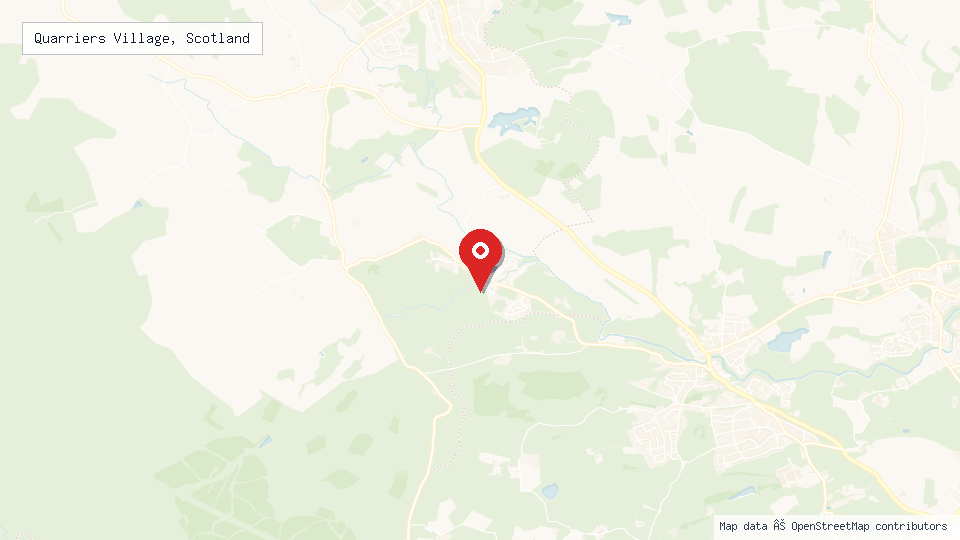 Street map of Quarriers Village, Scotland with location pin