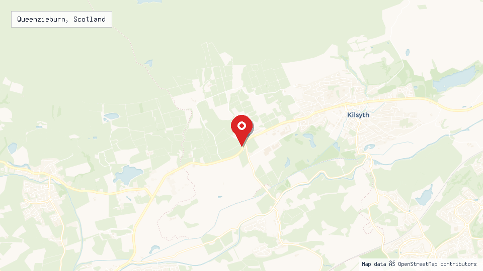 Street map of Queenzieburn, Scotland with location pin