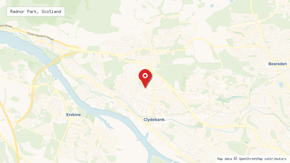 Street map of Radnor Park, Scotland with location pin