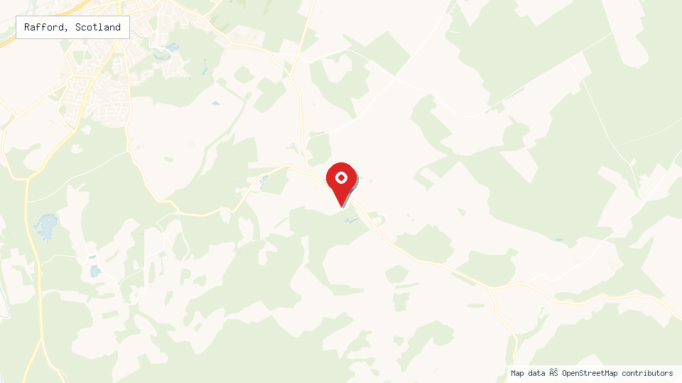 Street map of Rafford, Scotland with location pin