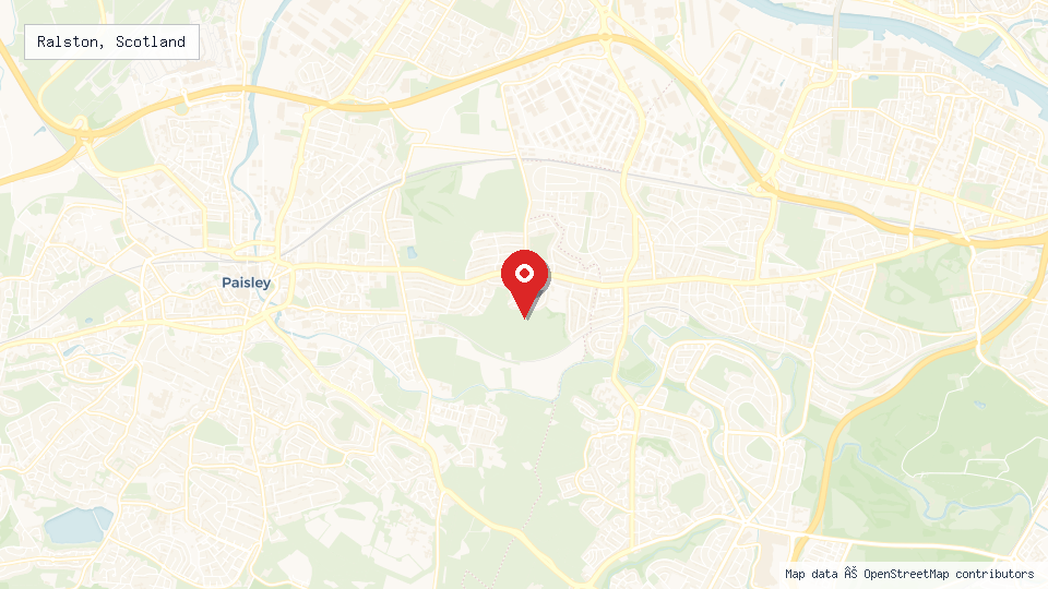 Street map of Ralston, Scotland with location pin