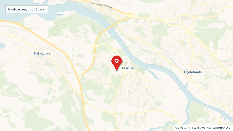 Street map of Rashielee, Scotland with location pin