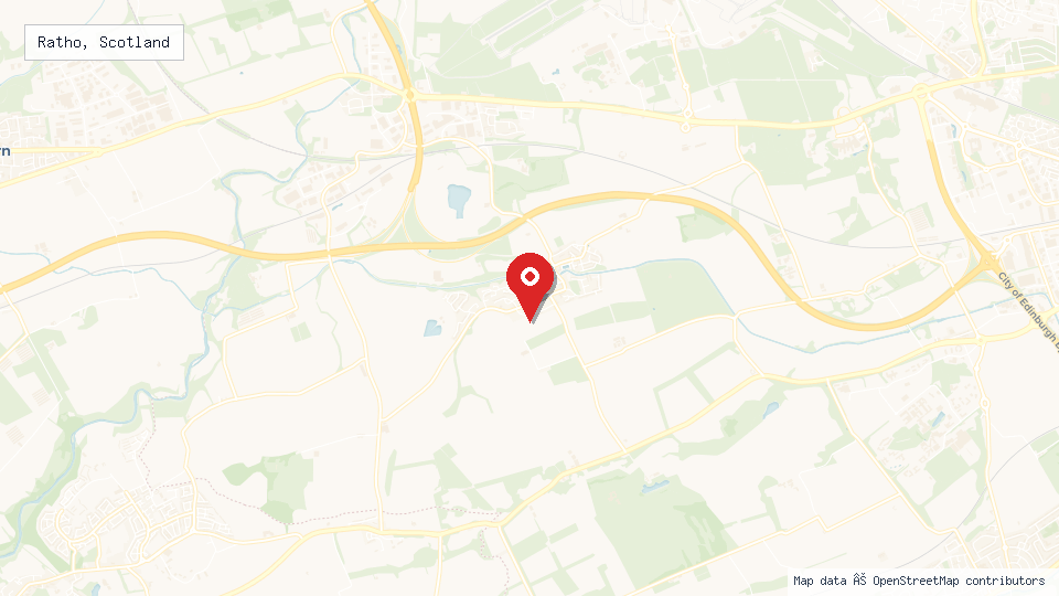 Street map of Ratho, Scotland with location pin