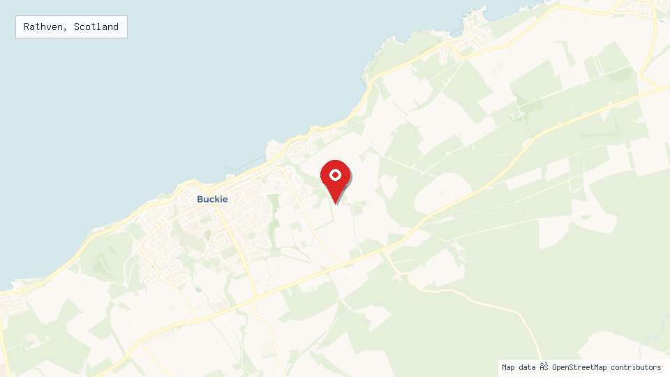 Street map of Rathven, Scotland with location pin