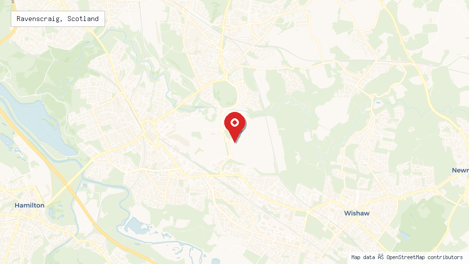 Street map of Ravenscraig, Scotland with location pin