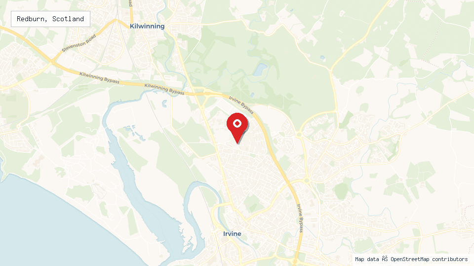 Street map of Redburn, Scotland with location pin