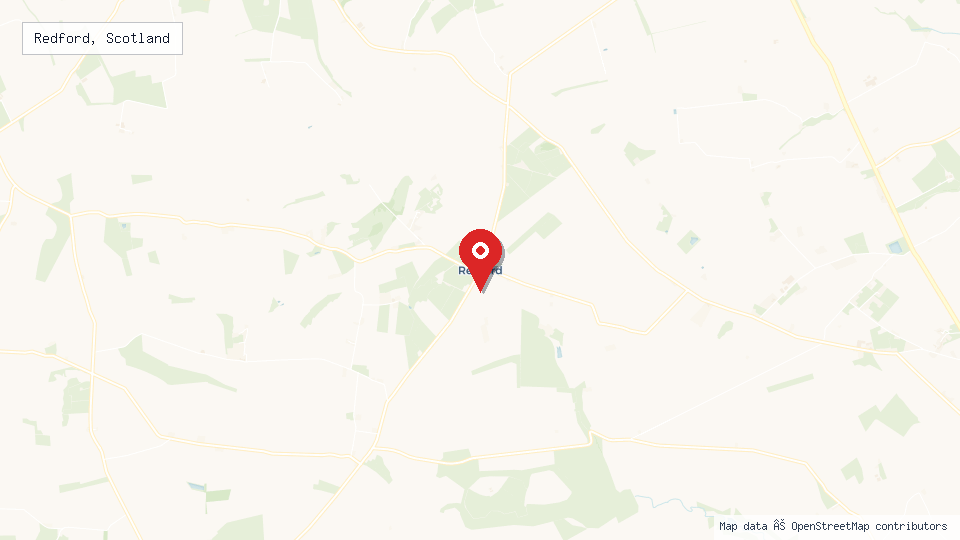 Street map of Redford, Scotland with location pin