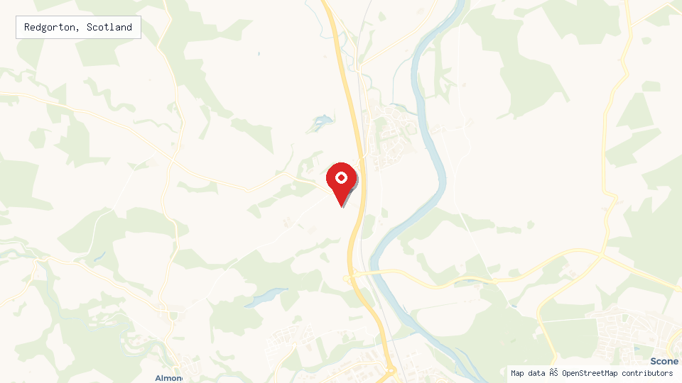 Street map of Redgorton, Scotland with location pin