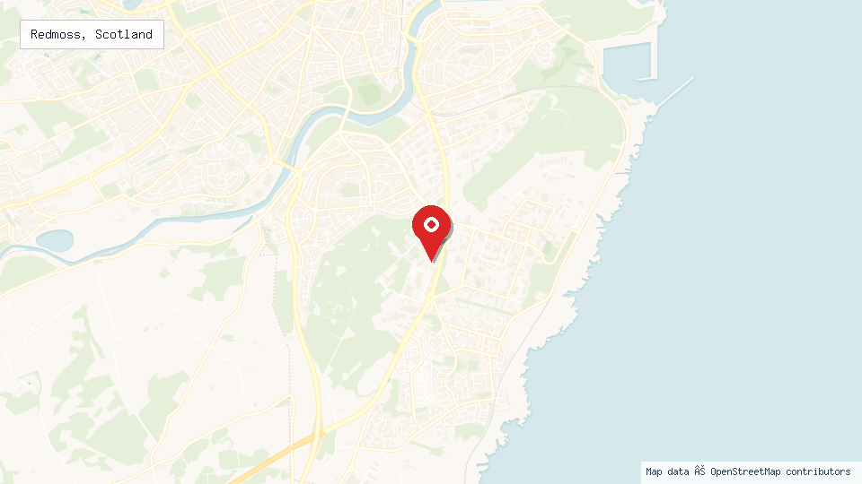 Street map of Redmoss, Scotland with location pin