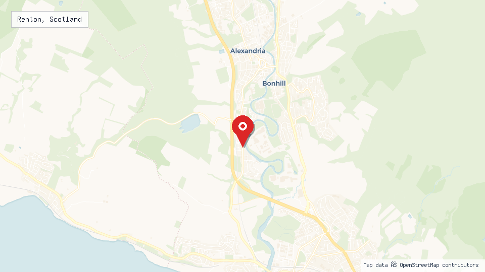 Street map of Renton, Scotland with location pin