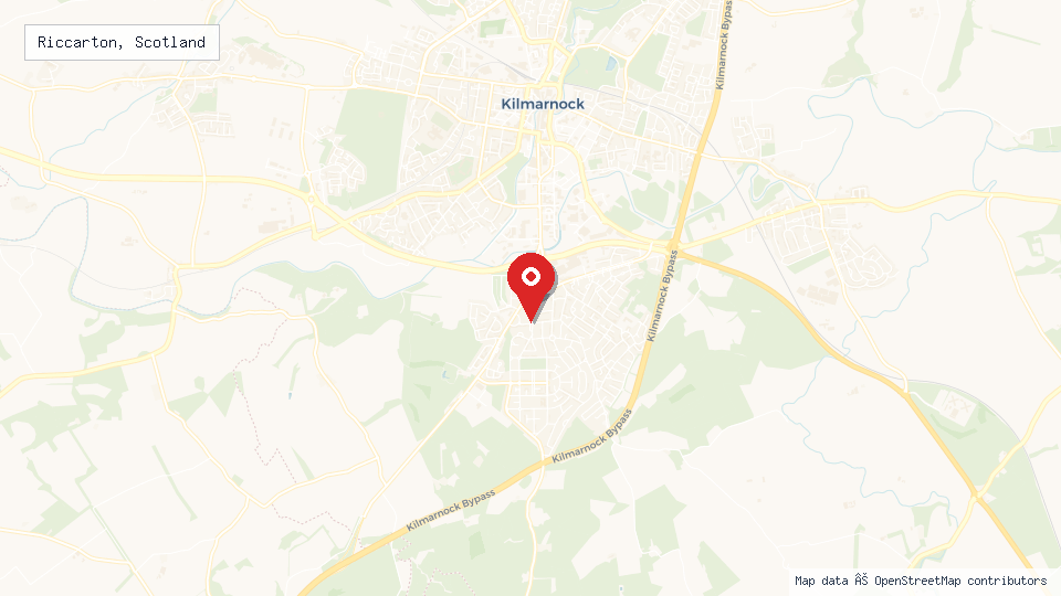 Street map of Riccarton, Scotland with location pin