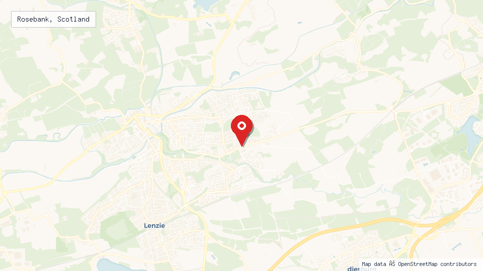 Street map of Rosebank, Scotland with location pin