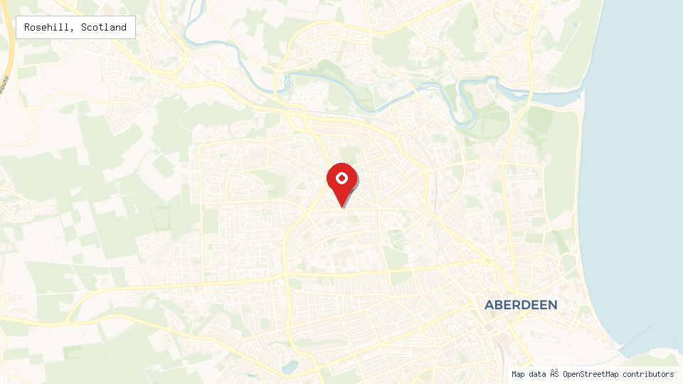 Street map of Rosehill, Scotland with location pin