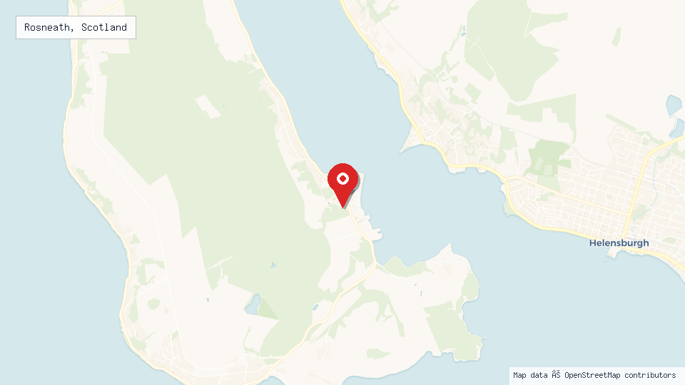 Street map of Rosneath, Scotland with location pin