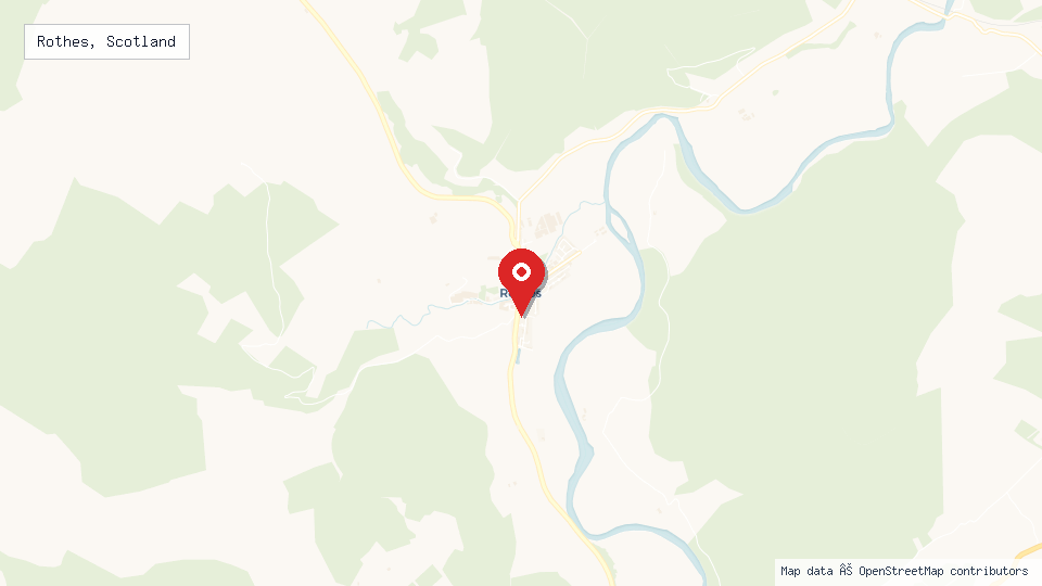 Street map of Rothes, Scotland with location pin