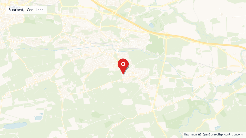 Street map of Rumford, Scotland with location pin
