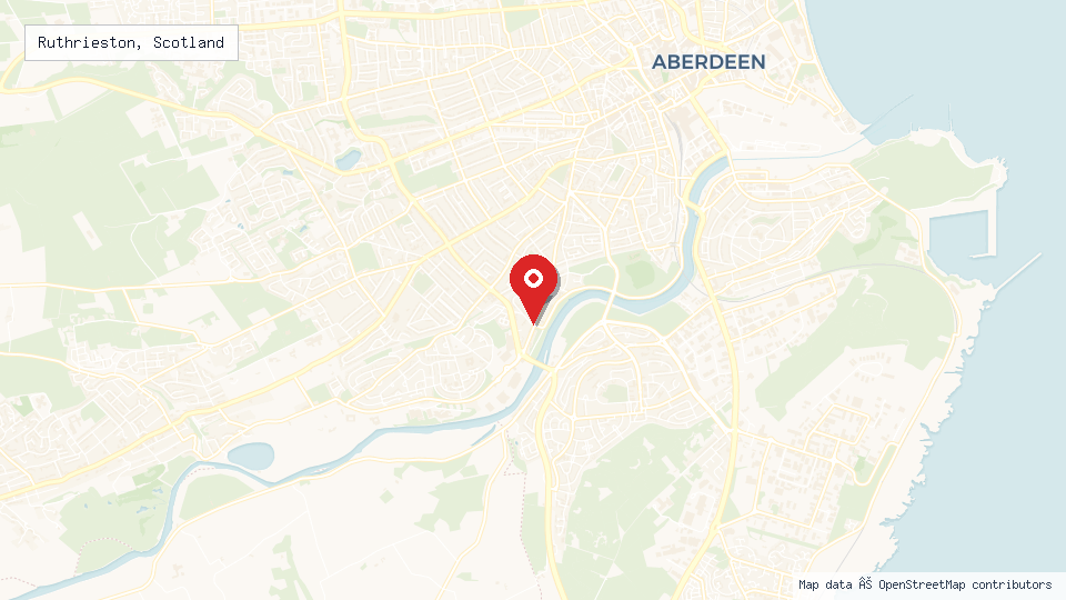Street map of Ruthrieston, Scotland with location pin