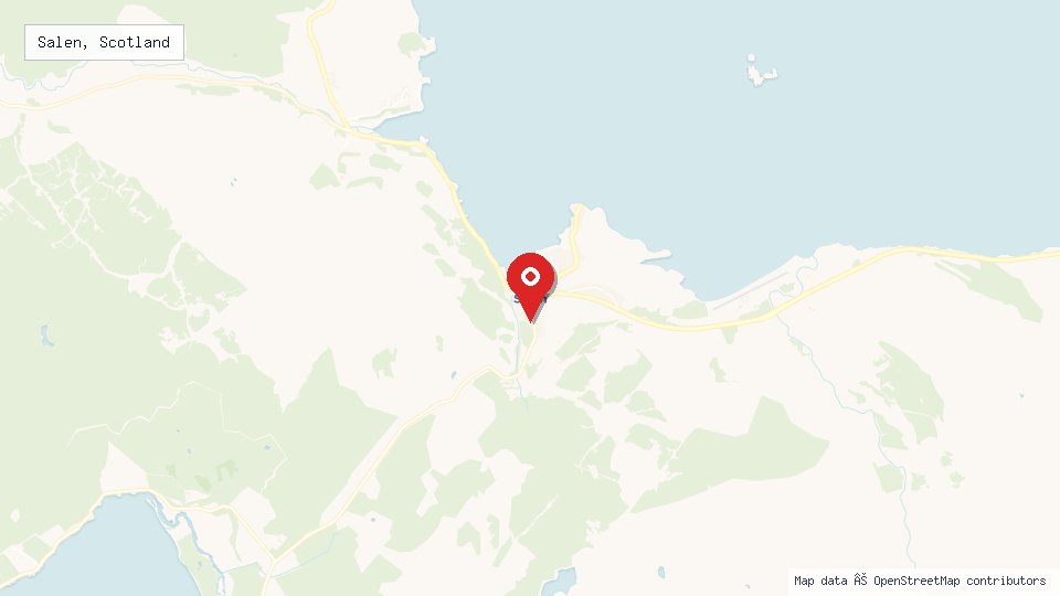 Street map of Salen, Scotland with location pin