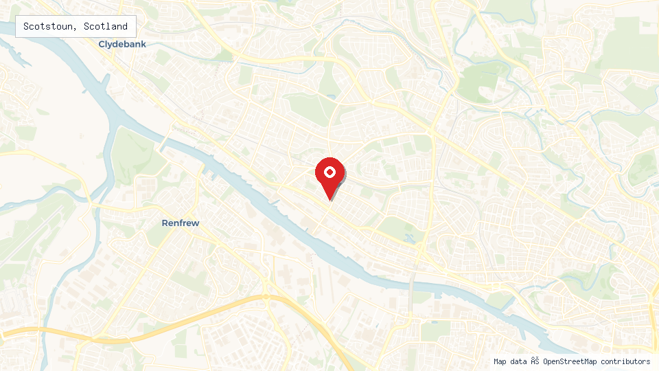 Street map of Scotstoun, Scotland with location pin
