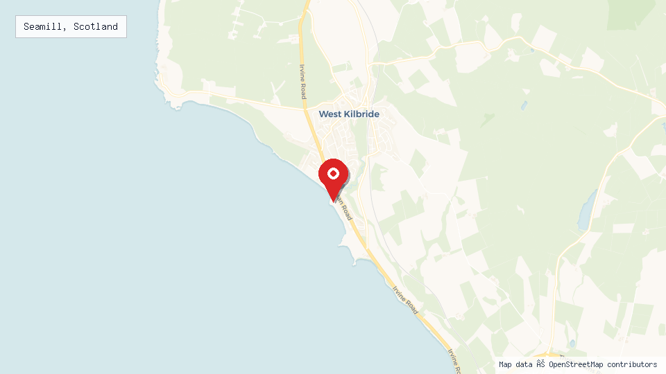 Street map of Seamill, Scotland with location pin