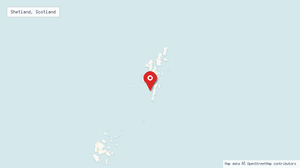Street map of Shetland, Scotland with location pin
