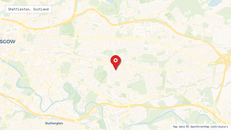 Street map of Shettleston, Scotland with location pin