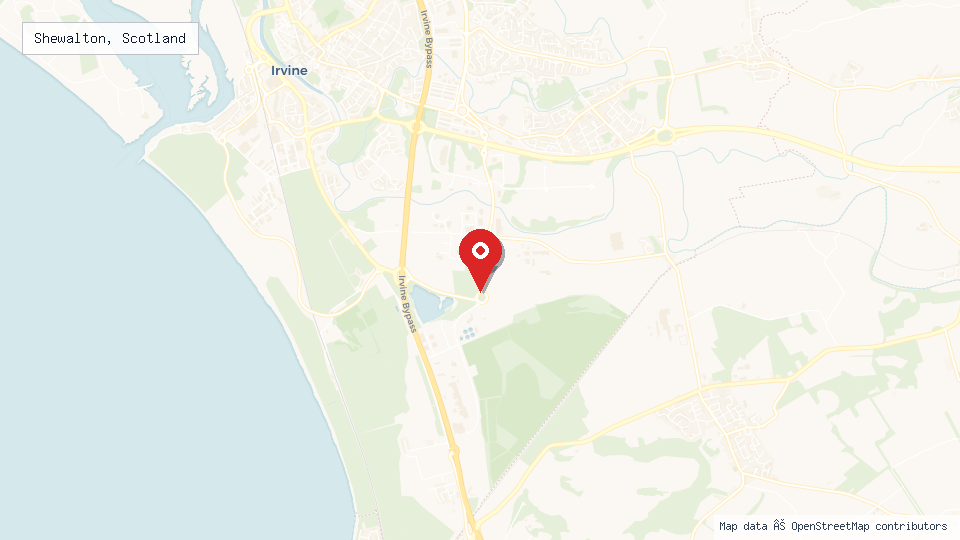 Street map of Shewalton, Scotland with location pin