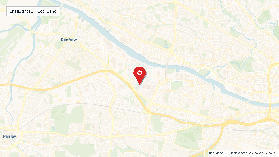 Street map of Shieldhall, Scotland with location pin