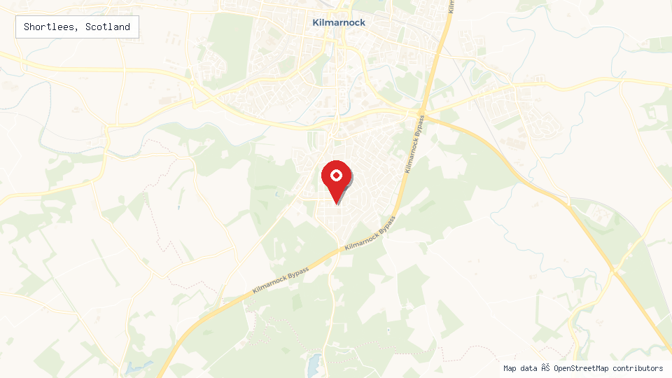 Street map of Shortlees, Scotland with location pin