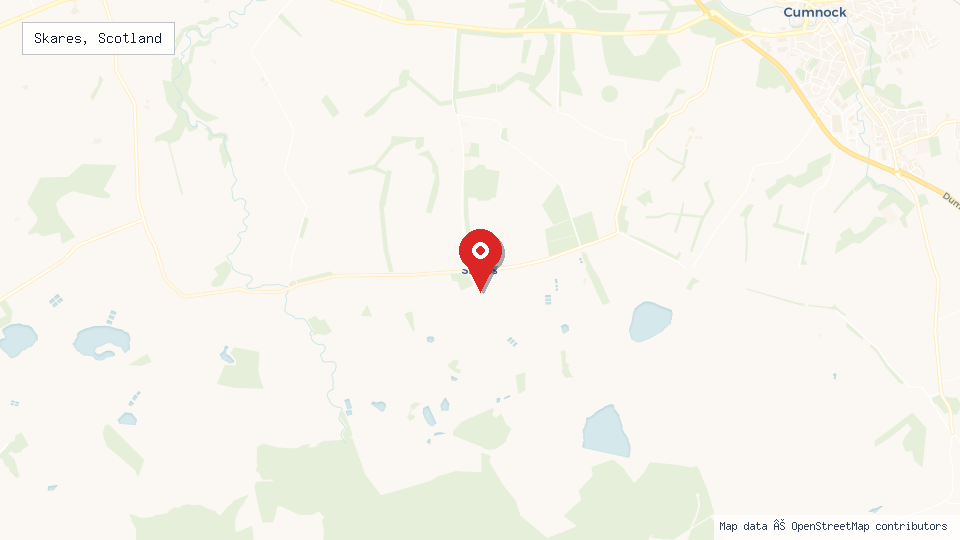 Street map of Skares, Scotland with location pin