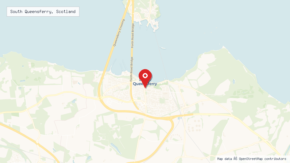 Street map of South Queensferry, Scotland with location pin
