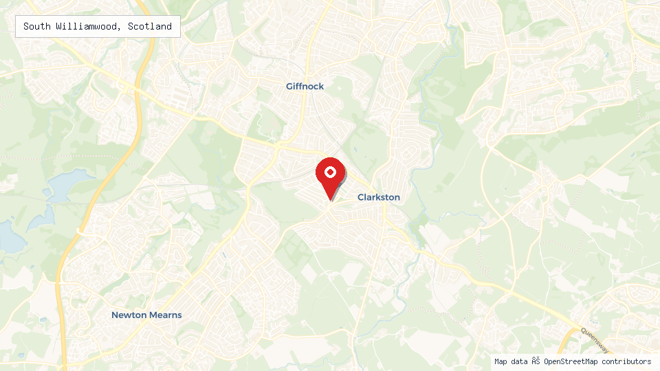 Street map of South Williamwood, Scotland with location pin