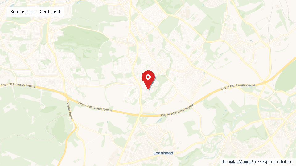 Street map of Southhouse, Scotland with location pin